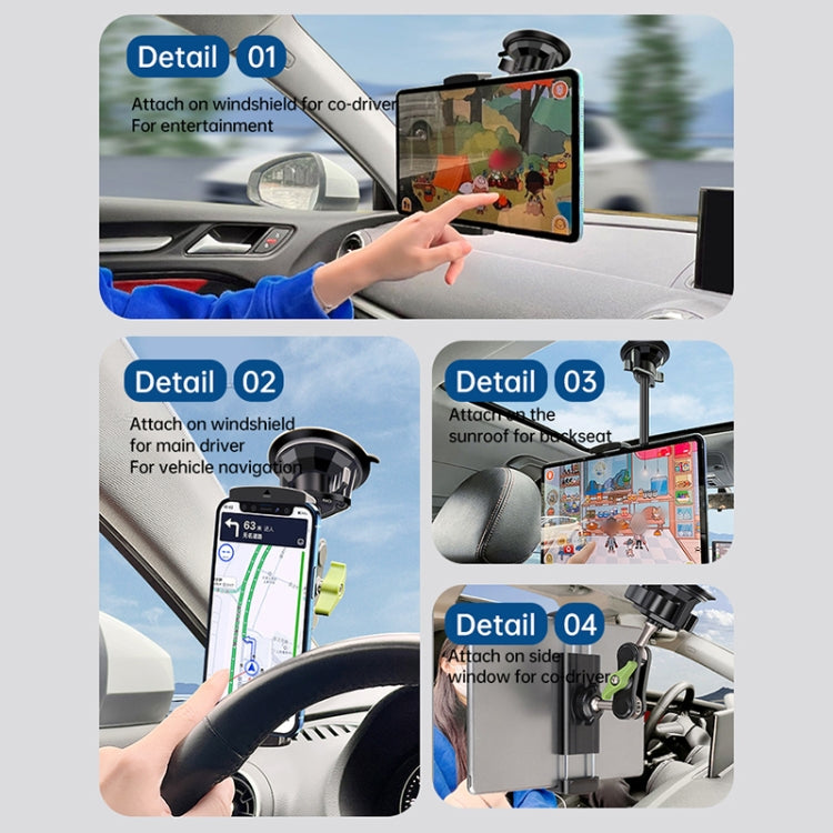 UBA-P1L Car Flexible Tablet Suction Cup Clamp Holder with Extension Rod without Remote Control - Car Holders by PMC Jewellery | Online Shopping South Africa | PMC Jewellery
