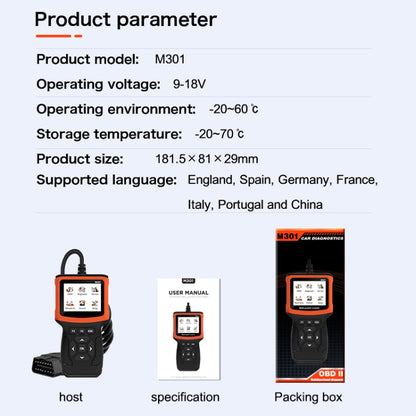 M301 9-18V OBD2 Car Code Reader Scanner Fault Detector - Code Readers & Scan Tools by PMC Jewellery | Online Shopping South Africa | PMC Jewellery