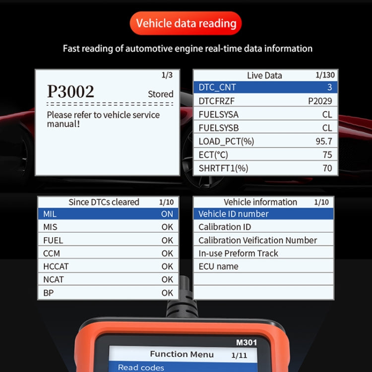 M301 9-18V OBD2 Car Code Reader Scanner Fault Detector - Code Readers & Scan Tools by PMC Jewellery | Online Shopping South Africa | PMC Jewellery