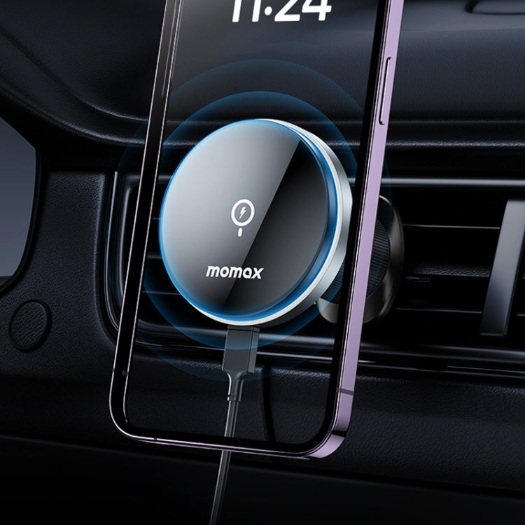 MOMAX CM25A Magnetic Wireless Charger Car Air Outlet Phone Holder - Wireless Charger Holders by MOMAX | Online Shopping South Africa | PMC Jewellery