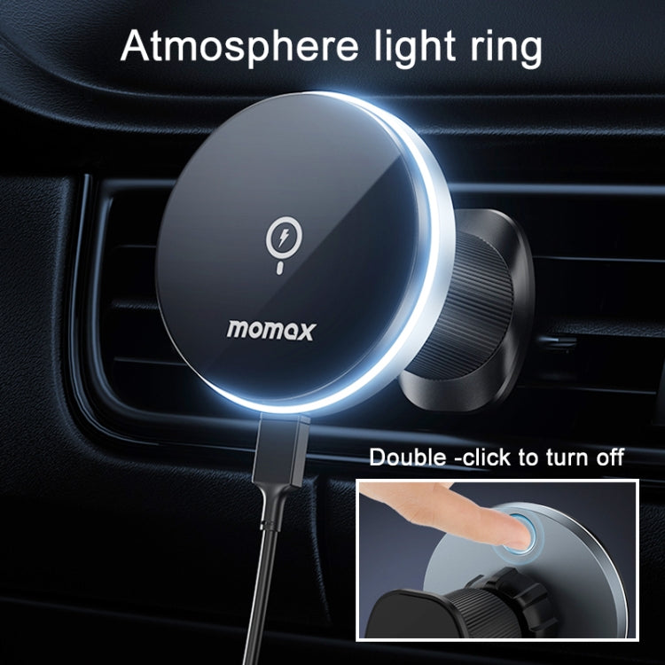 MOMAX CM25A Magnetic Wireless Charger Car Air Outlet Phone Holder - Wireless Charger Holders by MOMAX | Online Shopping South Africa | PMC Jewellery