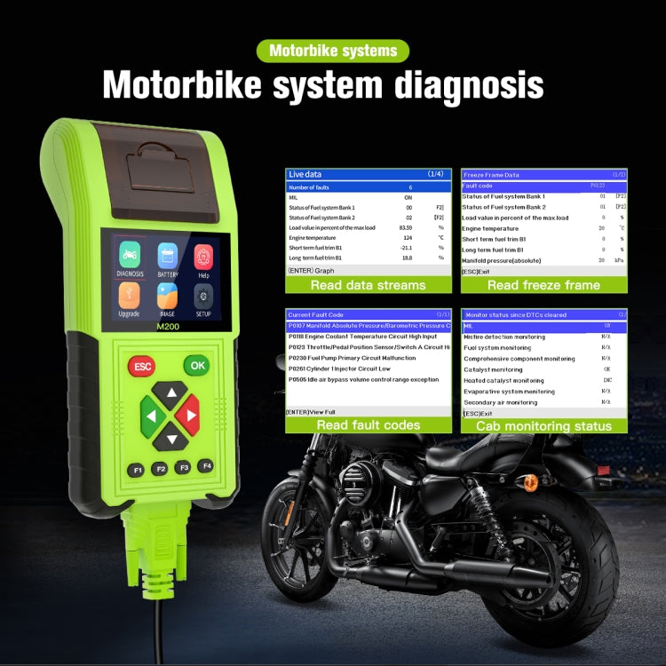 JDiag M200 8V-30V OBD Motorcycles Diagnostic Instrument with Data Printing - Code Readers & Scan Tools by PMC Jewellery | Online Shopping South Africa | PMC Jewellery