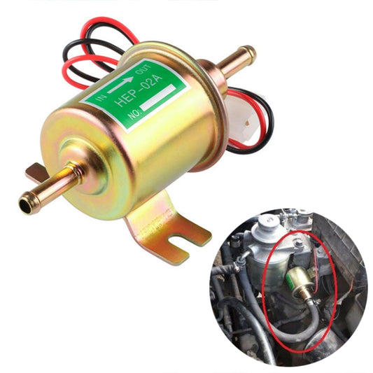 HEP-02A Universal Car 24V Fuel Pump Inline Low Pressure Electric Fuel Pump (Gold) - Engine Fittings by PMC Jewellery | Online Shopping South Africa | PMC Jewellery