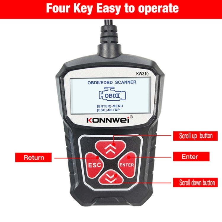 KONNWEI KW310 OBD Car Fault Detector Code Reader ELM327 OBD2 Scanner Diagnostic Tool(Black) - Code Readers & Scan Tools by KONNWEI | Online Shopping South Africa | PMC Jewellery