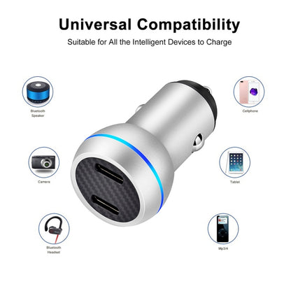 ACC-580 PD 40W Dual Type-C / USB-C Ports Fast Charging Car Charger(Silver) - Car Charger by PMC Jewellery | Online Shopping South Africa | PMC Jewellery