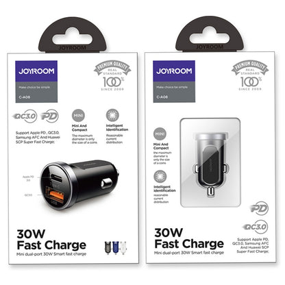 JOYROOM C-A08 30W Mini PD+QC3.0 Dual-port Smart Car Charger (Black) - Car Charger by JOYROOM | Online Shopping South Africa | PMC Jewellery