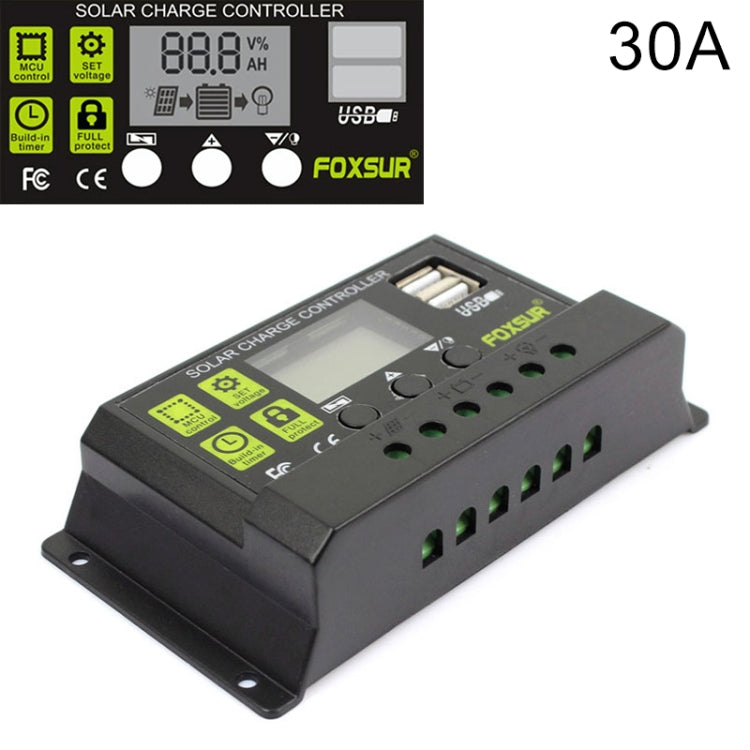 FOXSUR 30A Solar Charge Controller 12V / 24V Automatic Identification Controller - Others by PMC Jewellery | Online Shopping South Africa | PMC Jewellery