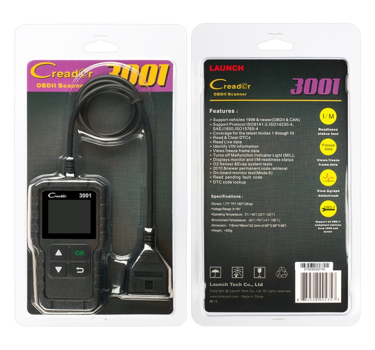 Launch Creader CR3001 Car Color Screen Code Reader OBD2 Fault Detector Diagnostic Tool - Code Readers & Scan Tools by PMC Jewellery | Online Shopping South Africa | PMC Jewellery