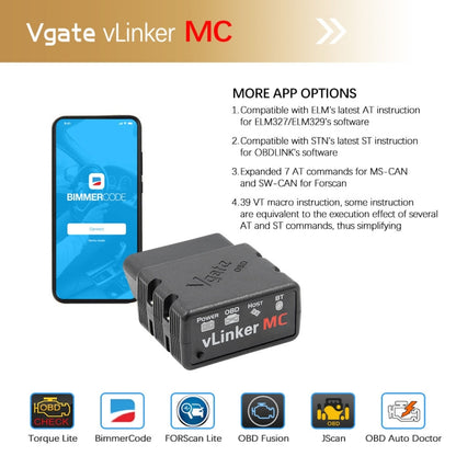 VLINKER MC V2.2 Bluetooth 3.0 Car OBD Fault Diagnosis Detector - Code Readers & Scan Tools by PMC Jewellery | Online Shopping South Africa | PMC Jewellery