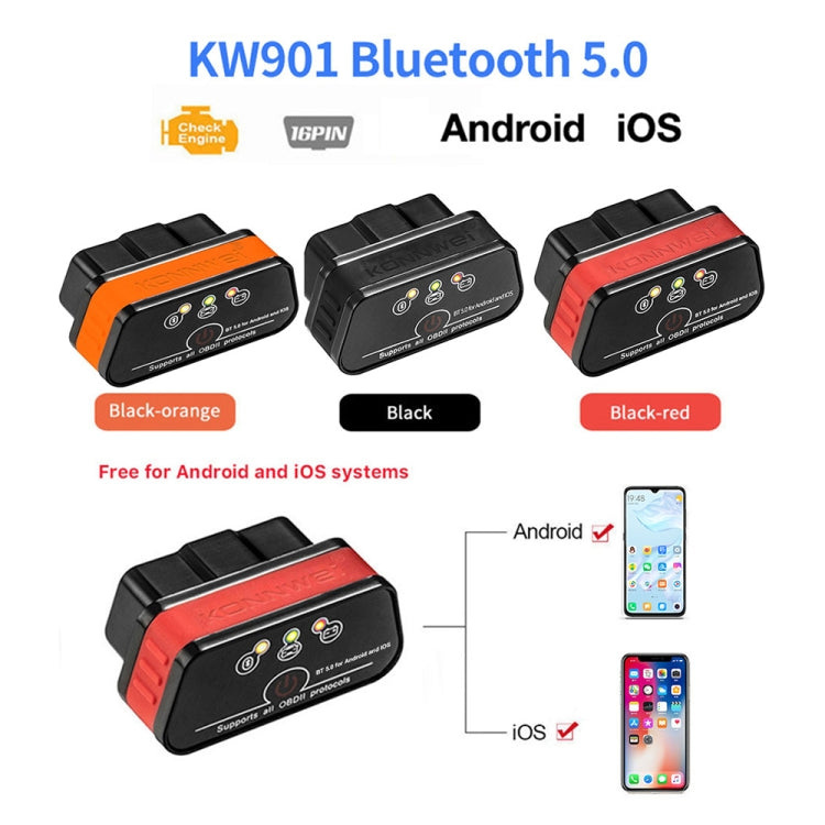 KONNWEI KW901 Android Phone OBD2 Car Bluetooth 5.0 Diagnostic Scan Tools(Orange) - Code Readers & Scan Tools by KONNWEI | Online Shopping South Africa | PMC Jewellery