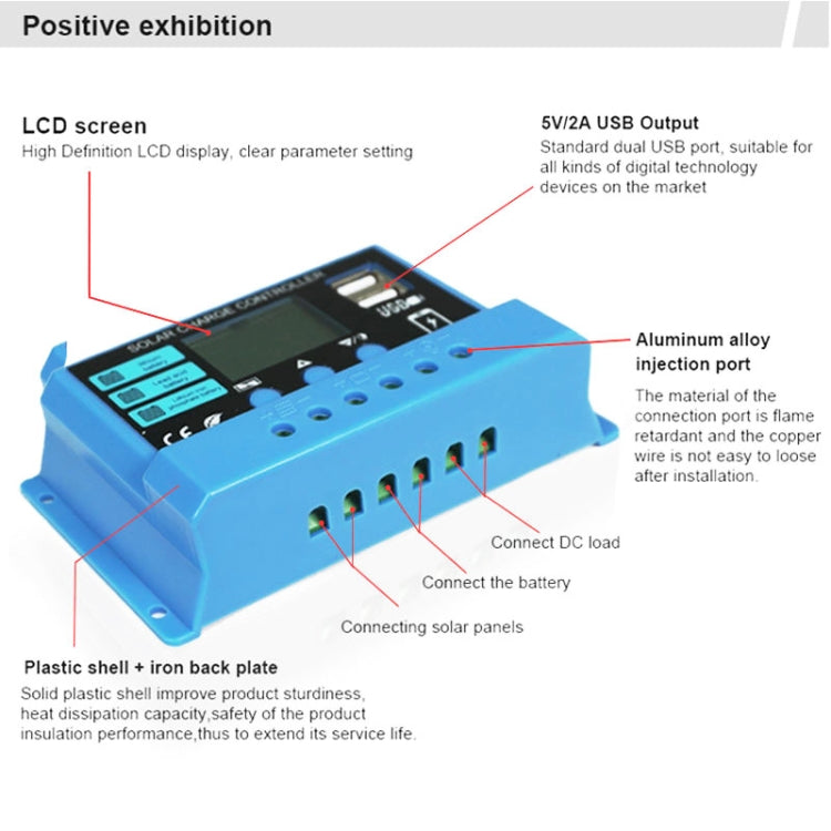 30A Solar Charge Controller 12V / 24V Lithium Lead-Acid Battery Charge Discharge PV Controller - Voltage Stabilizer by PMC Jewellery | Online Shopping South Africa | PMC Jewellery