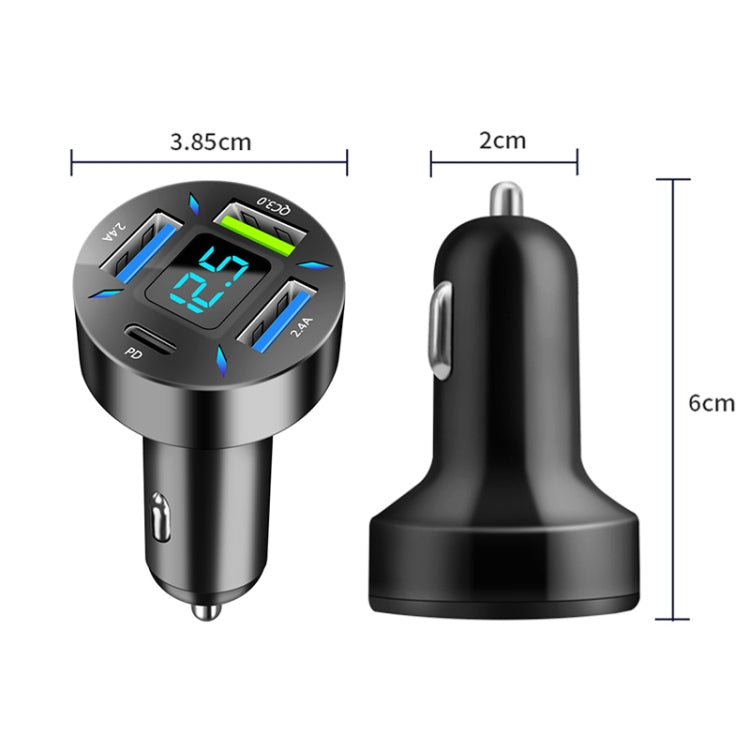 2pcs 4 in 1 USB PD20W+QC3.0+2.4A Digital Display Car Fast Charger - Car Charger by PMC Jewellery | Online Shopping South Africa | PMC Jewellery