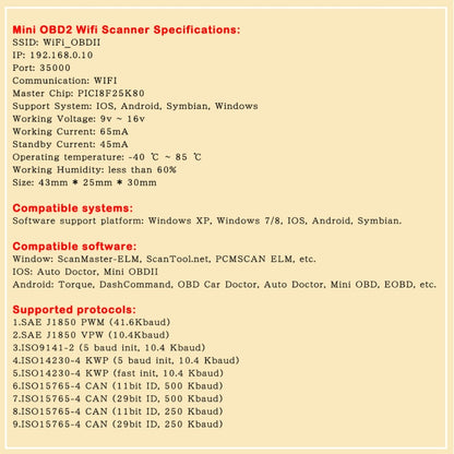 OBD2 WIFI Mini Car Detector Car Fault Diagnostic Tool - Code Readers & Scan Tools by PMC Jewellery | Online Shopping South Africa | PMC Jewellery
