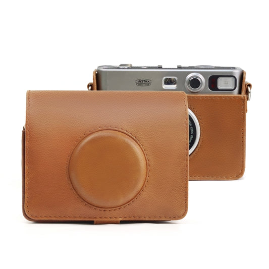 Retro Full Body Camera PU Leather Case Bag with Strap for FUJIFILM instax mini Evo(Brown) - Leather Bag by PMC Jewellery | Online Shopping South Africa | PMC Jewellery