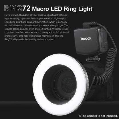 Godox Ring72 Macro Ring 48 LED Flash Light with 8 Different Size Adapter Rings(Black) - Ring Light Flashes by Godox | Online Shopping South Africa | PMC Jewellery