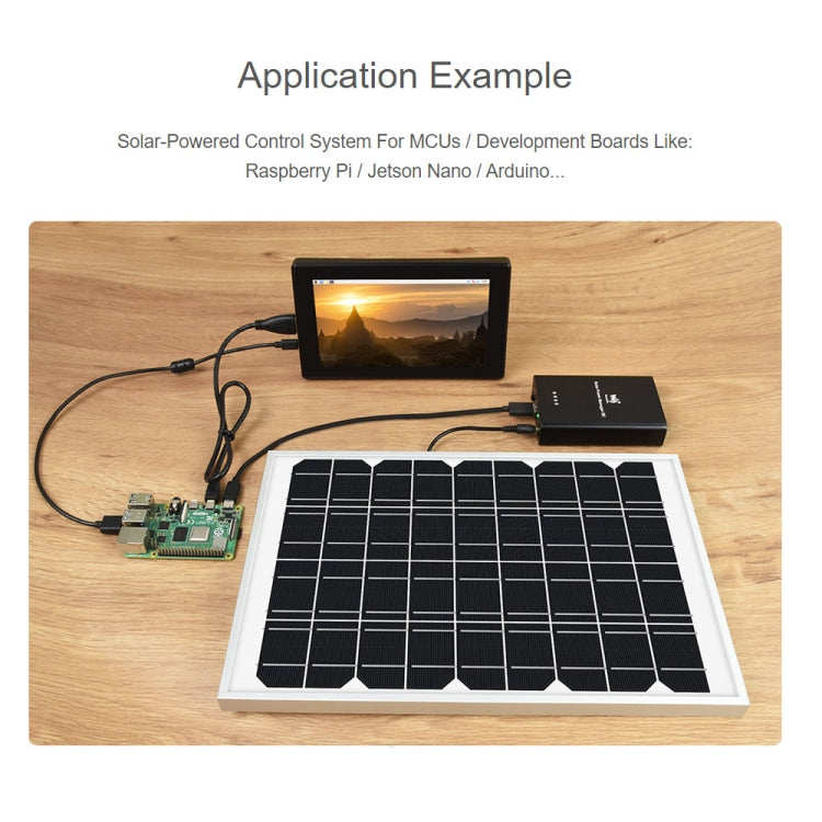 Waveshare Solar Power Manager, Embedded 10000mAh Li-Po Battery, Support 6V~24V Solar Panels (Black) - Modules Expansions Accessories by WAVESHARE | Online Shopping South Africa | PMC Jewellery