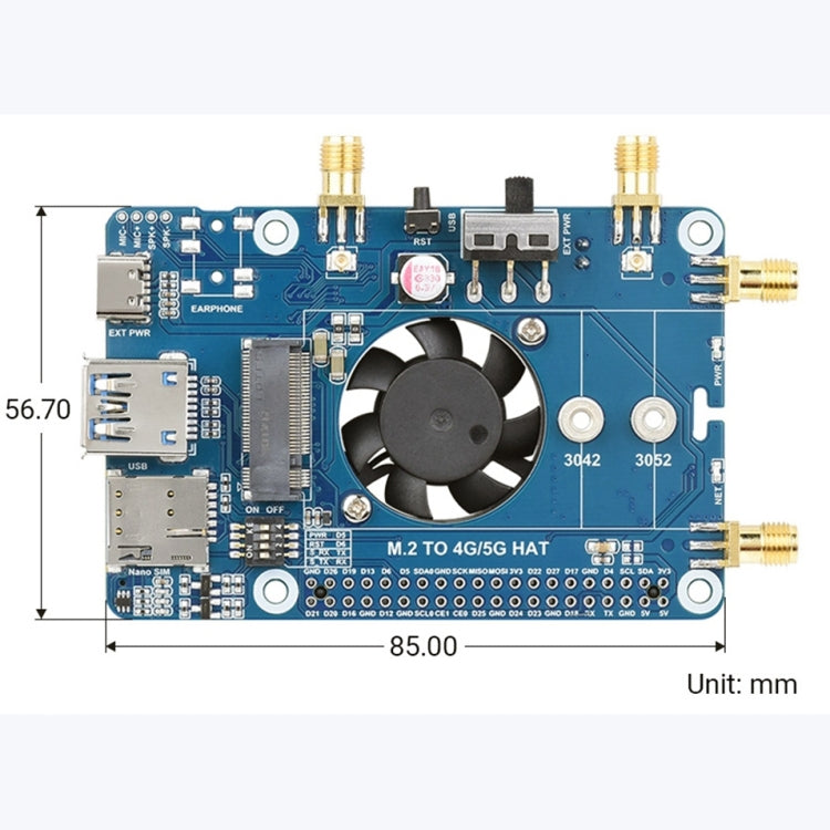 Waveshare RM500U-CN 5G HAT Quad Antennas LTE-A Multi Band Module Board for Raspberry Pi - LCD & LED Display Module by WAVESHARE | Online Shopping South Africa | PMC Jewellery