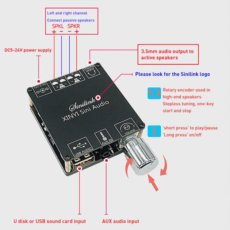 50W MP3 Stereo Audio Digital Power Amplifier Board Bluetooth Amplifier Module, without Shell - Breadboard / Amplifier Board by PMC Jewellery | Online Shopping South Africa | PMC Jewellery