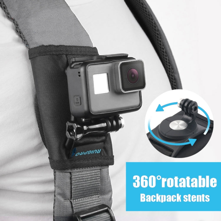 RUIGPRO Hook and Loop Fastener Backpack Rec-Mounts Clip Clamp Mount with Screw for GoPro HERO9 Black / HERO8 Black /7 /6 /5 /5 Session /4 Session /4 /3+ /3 /2 /1, DJI Osmo Action, Xiaoyi and Other Action Cameras(Black) -  by RUIGPRO | Online Shopping South Africa | PMC Jewellery