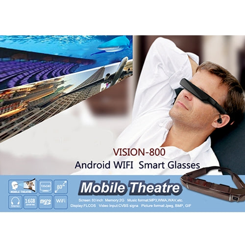 VISION-800 Android 4.4 1GB+2GB Super Smart Retina Glasses 3D VR Virtual Reality Headsets with 5.0MP Camera, Support WiFi, Bluetooth, TF Card, Video Recording - Android Headset by PMC Jewellery | Online Shopping South Africa | PMC Jewellery