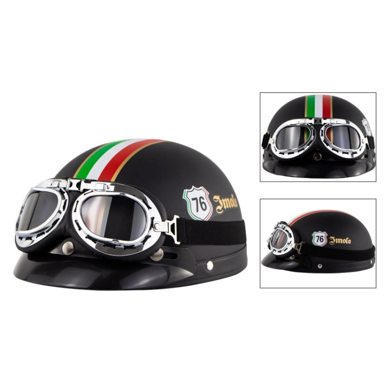 Soman Electromobile Motorcycle Half Face Helmet Retro Harley Helmet with Goggles(Matte Black Italy NO.76) - Helmets by SOMAN | Online Shopping South Africa | PMC Jewellery