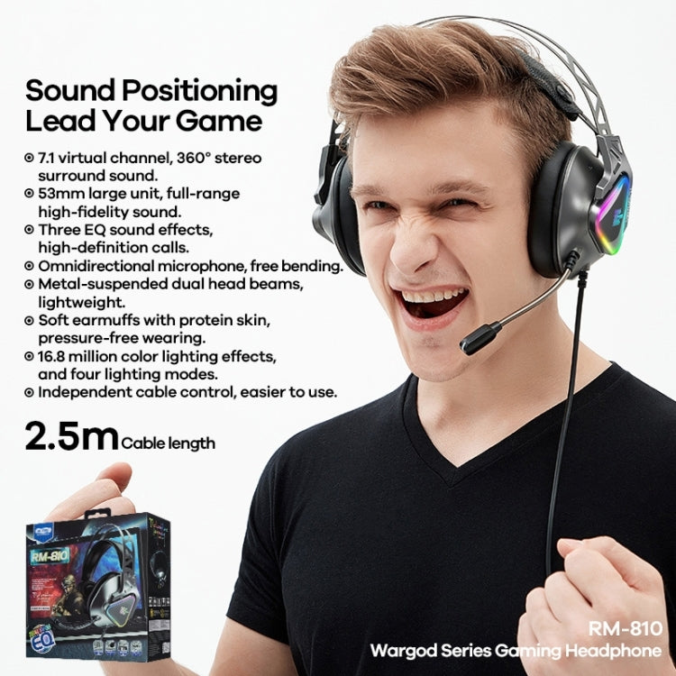 Remax RM-810 Wargod Series Intelligent Noise Reduction Gaming Headphone with Mic(Grey) - Headset & Headphone by REMAX | Online Shopping South Africa | PMC Jewellery