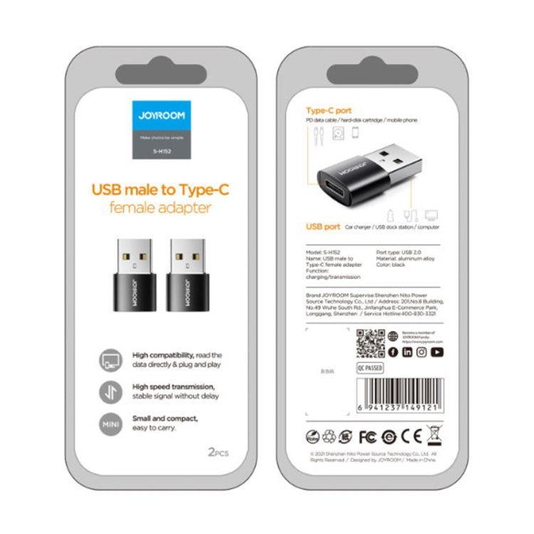 JOYROOM S-H152 3A USB Male to USB-C / Type-C Female OTG Adapter(Black) - OTG Adapter by JOYROOM | Online Shopping South Africa | PMC Jewellery