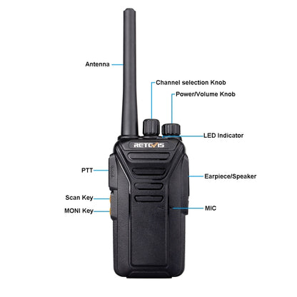 RETEVIS RT27 2W US Frequency 462.5500MHz-467.7125MHz 22CHS FRS Two Way Radio Handheld Walkie Talkie, US Plug(Black) - Handheld Walkie Talkie by RETEVIS | Online Shopping South Africa | PMC Jewellery