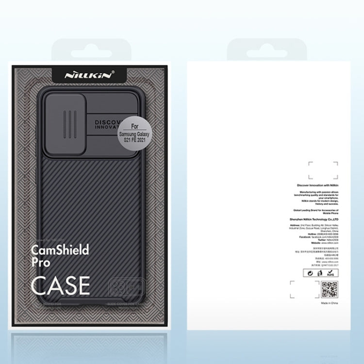 For Samsung Galaxy S21 FE 5G NILLKIN Black Mirror Pro Series Camshield Full Coverage Dust-proof Scratch Resistant Phone Case(Blue) - Galaxy Phone Cases by NILLKIN | Online Shopping South Africa | PMC Jewellery