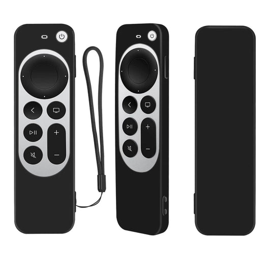 Silicone Protective Case Cover with Rope For Apple TV 4K 4th Siri Remote Controller(Black) - Apple TV Accessories by PMC Jewellery | Online Shopping South Africa | PMC Jewellery