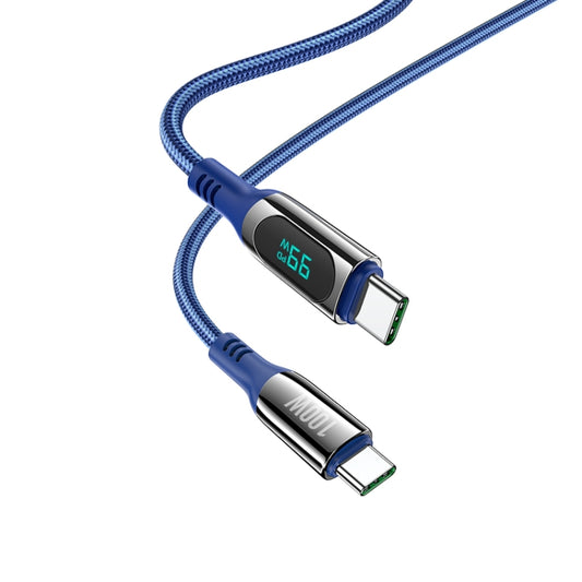 S51 100W Type-C / USB-C to Type-C / USB-C Digital Display Charging Data Cable, Length: 1.2m(Blue) - USB-C & Type-C Cable by hoco | Online Shopping South Africa | PMC Jewellery