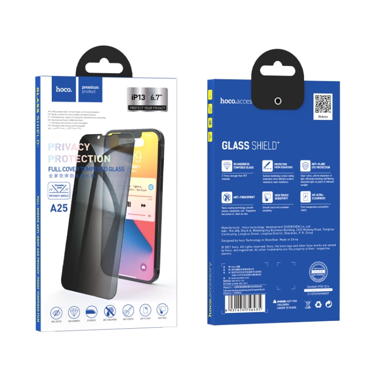 For iPhone 13 HOCO A25 0.33MM Full-screen Anti-drop And Privacy-proof Tempered Film - iPhone 13 Tempered Glass by hoco | Online Shopping South Africa | PMC Jewellery