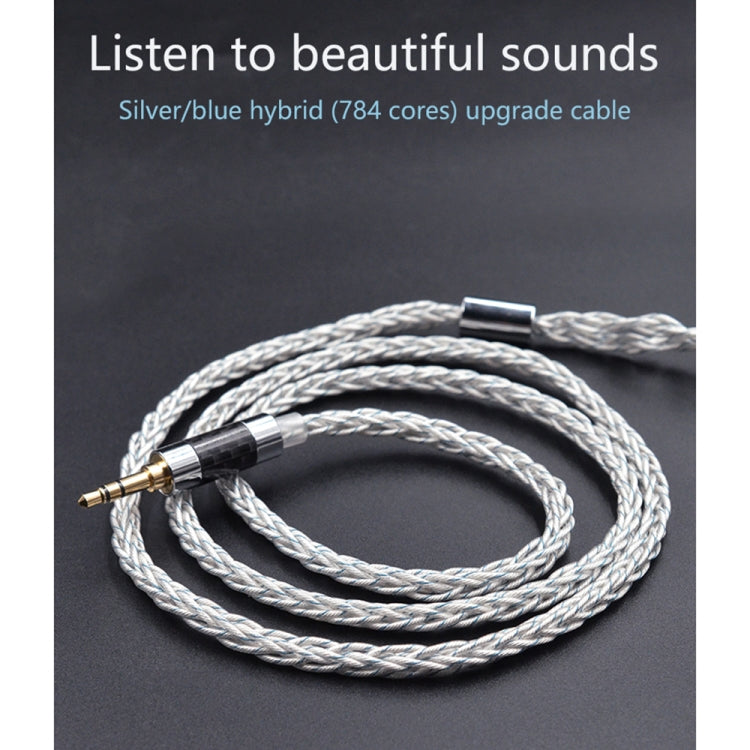 KZ 3.5mm Plug 784-core Blue Silver Mixed Braided Silver-plated Earphone Upgrade Cable For KZ ZS10 Pro / DQ6 / ASX, Cable Length: 1.2m(C Style) - Cable & Splitter by KZ | Online Shopping South Africa | PMC Jewellery