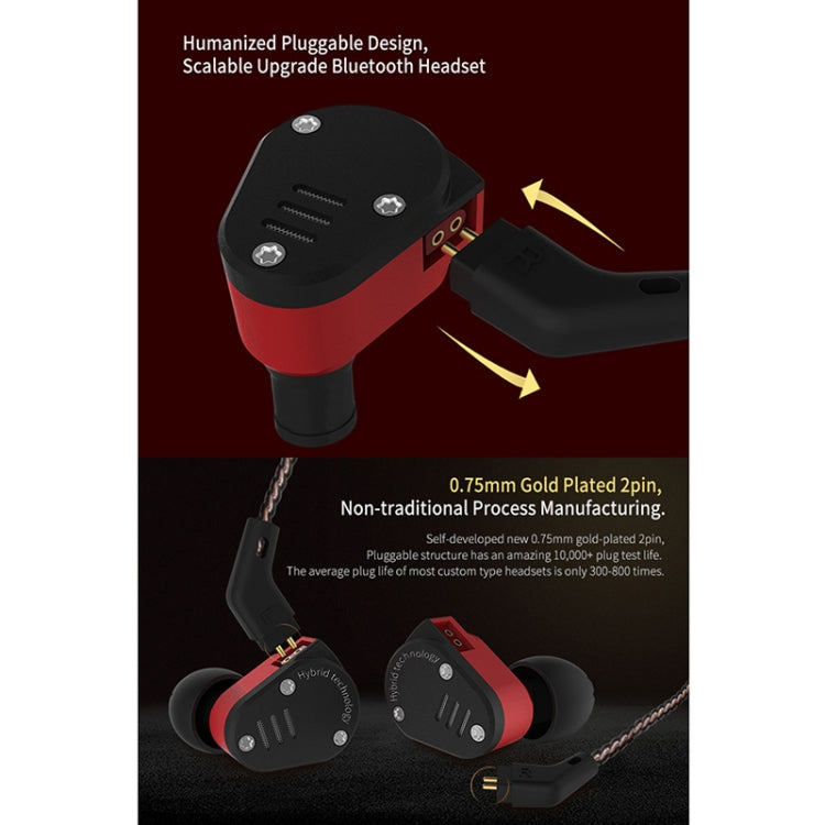 KZ ZSA Ring Iron Hybrid Drive Sport In-ear Wired Earphone, Mic Version(Black Red) - In Ear Wired Earphone by KZ | Online Shopping South Africa | PMC Jewellery