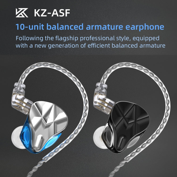 KZ ASF 10-unit Balance Armature Monitor HiFi In-Ear Wired Earphone With Mic(Black) - In Ear Wired Earphone by KZ | Online Shopping South Africa | PMC Jewellery