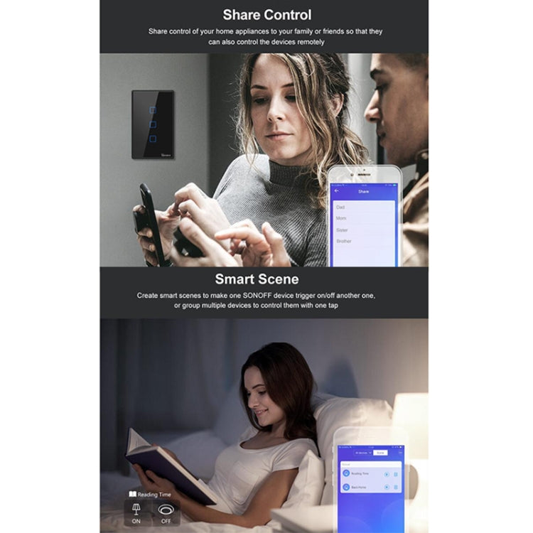 Sonoff T3 US-TX 433 RF WIFI Smart Remote Control Wall Touch Switch, US Plug, Style:Double Buttons - Smart Switch by Sonoff | Online Shopping South Africa | PMC Jewellery