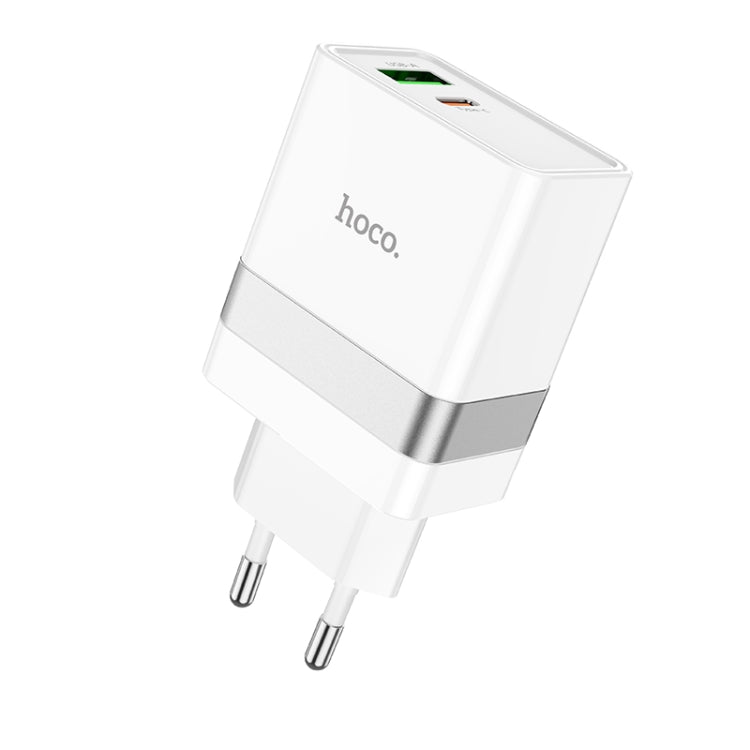 hoco N21 PD 30W Type-C / USB-C + QC 3.0 USB Mini Fast Charger, EU Plug(White) - USB Charger by hoco | Online Shopping South Africa | PMC Jewellery