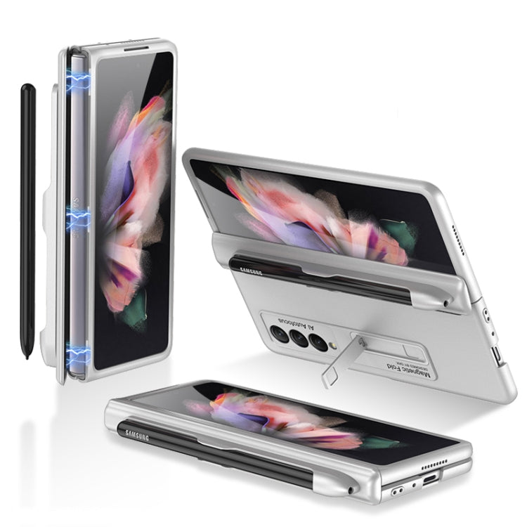 For Samsung Galaxy Z Fold3 5G GKK Magnetic Full Coverage Phone Flip Case with Pen Slot(Silver) - Galaxy Phone Cases by GKK | Online Shopping South Africa | PMC Jewellery