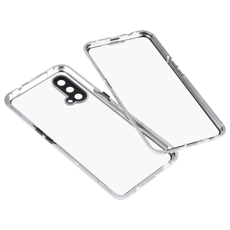 For OnePlus Nord CE 5G Full Cover Magnetic Metal Tempered Glass Phone Case(Silver) - OnePlus Cases by PMC Jewellery | Online Shopping South Africa | PMC Jewellery