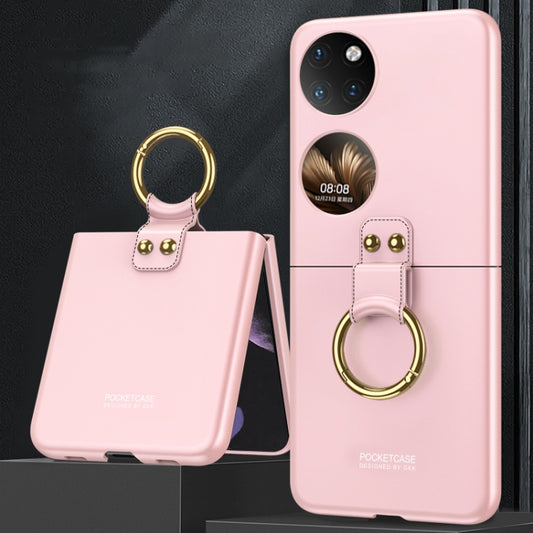 For Huawei P50 Pocket GKK Ultra-thin Full Coverage Phone Case with Ring(Pink) - Huawei Cases by GKK | Online Shopping South Africa | PMC Jewellery