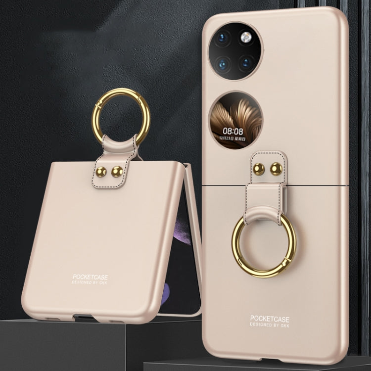 For Huawei P50 Pocket GKK Ultra-thin Full Coverage Phone Case with Ring(Gold) - Huawei Cases by GKK | Online Shopping South Africa | PMC Jewellery