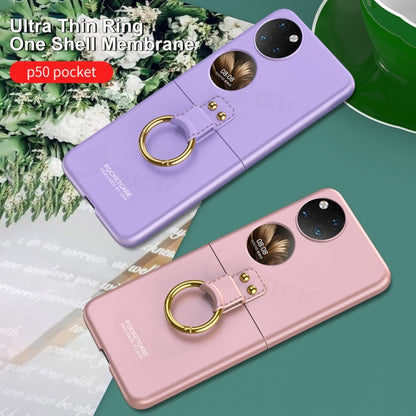 For Huawei P50 Pocket GKK Ultra-thin Full Coverage Phone Case with Ring(Purple) - Huawei Cases by GKK | Online Shopping South Africa | PMC Jewellery