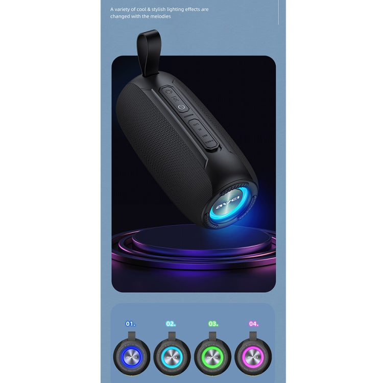 awei Y370 Outdoor Waterproof Bluetooth Speaker with Colorful Light(Black) - Desktop Speaker by awei | Online Shopping South Africa | PMC Jewellery