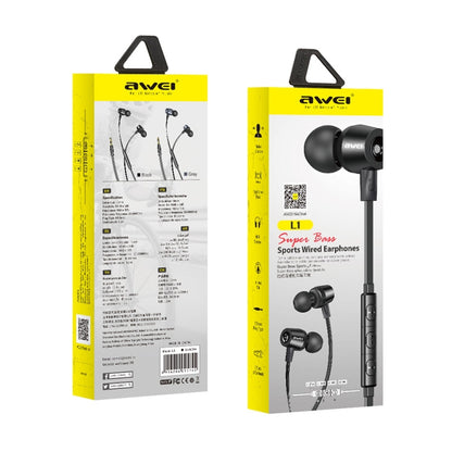 awei L1 Stereo Surround In-ear Wired Earphone(Black) - In Ear Wired Earphone by awei | Online Shopping South Africa | PMC Jewellery