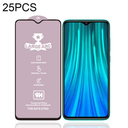 25 PCS 9H HD Large Arc High Alumina Full Screen Tempered Glass Film for Xiaomi Redmi Note 8 Pro -  by PMC Jewellery | Online Shopping South Africa | PMC Jewellery