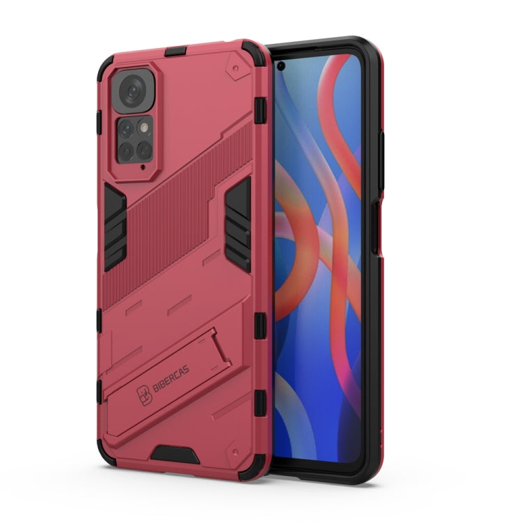 For Xiaomi Redmi Note 11 / Note 11S Global Punk Armor 2 in 1 PC + TPU Shockproof Phone Case with Invisible Holder(Light Red) - Xiaomi Cases by PMC Jewellery | Online Shopping South Africa | PMC Jewellery