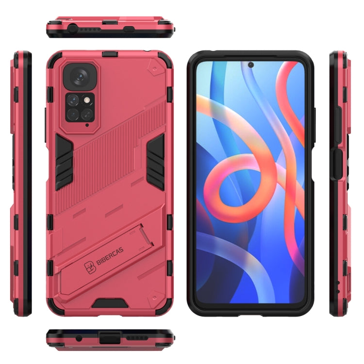 For Xiaomi Redmi Note 11 / Note 11S Global Punk Armor 2 in 1 PC + TPU Shockproof Phone Case with Invisible Holder(Light Red) - Xiaomi Cases by PMC Jewellery | Online Shopping South Africa | PMC Jewellery