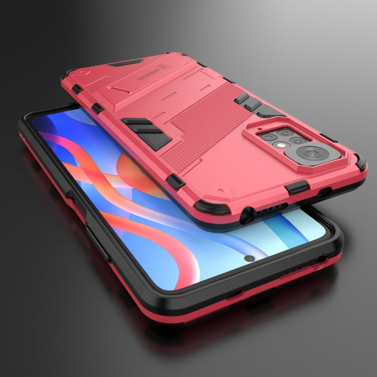 For Xiaomi Redmi Note 11 / Note 11S Global Punk Armor 2 in 1 PC + TPU Shockproof Phone Case with Invisible Holder(Light Red) - Xiaomi Cases by PMC Jewellery | Online Shopping South Africa | PMC Jewellery