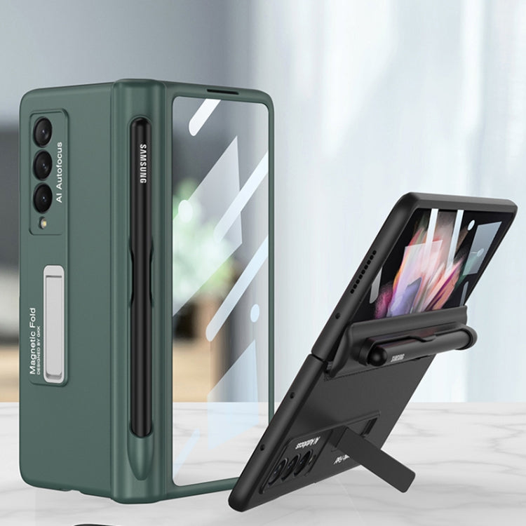 For Samsung Galaxy Z Fold3 5G GKK Integrated Magnetic Full Coverage Phone Flip Case with Pen Slot(Dark Night Green) - Galaxy Phone Cases by GKK | Online Shopping South Africa | PMC Jewellery