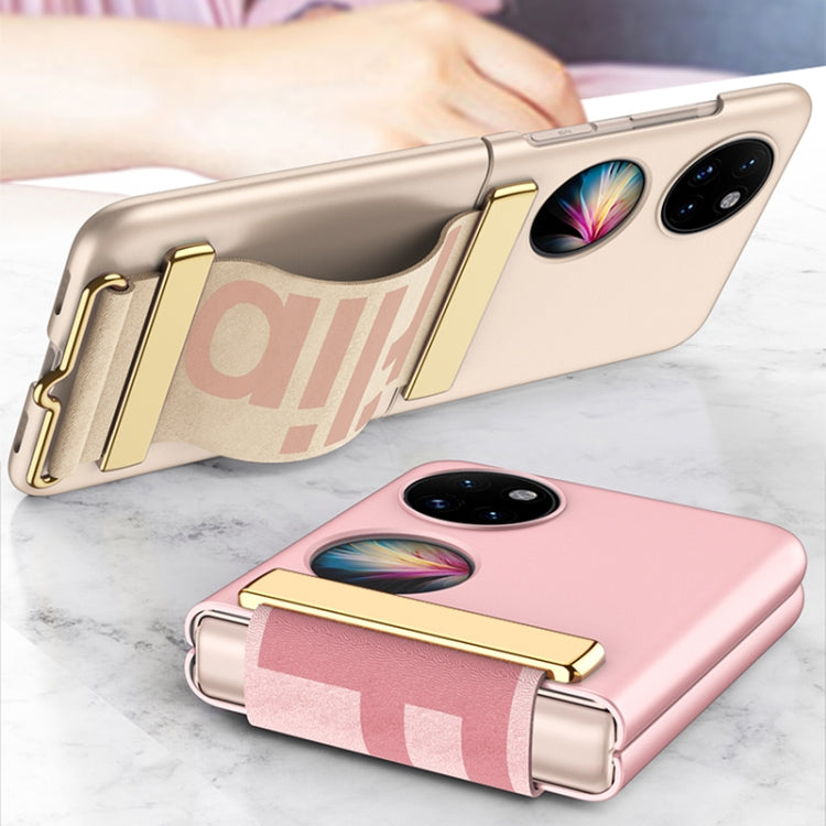 For Huawei P50 Pocket GKK Ultra-thin Full Coverage Phone Case with Wristband(Gold) - Huawei Cases by GKK | Online Shopping South Africa | PMC Jewellery